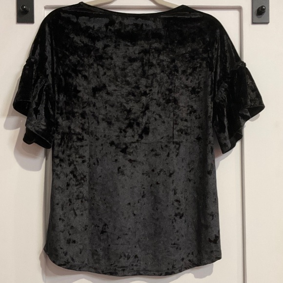 Caution To The Wind Black Velvet Short Sleeve Top - Picture 4 of 7
